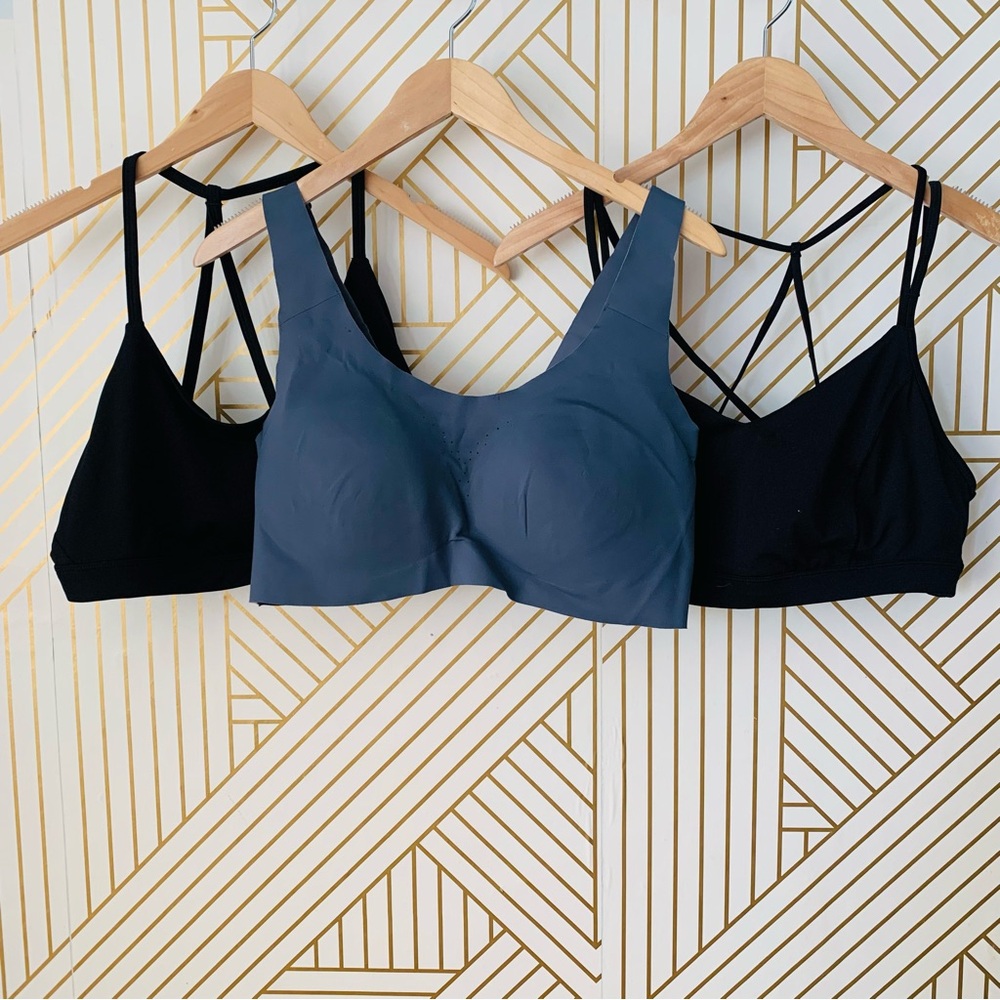 Old Navy Lot of 3 Avia & Active Go-Dry Bras 
Black & gray XL wireless sports bra
